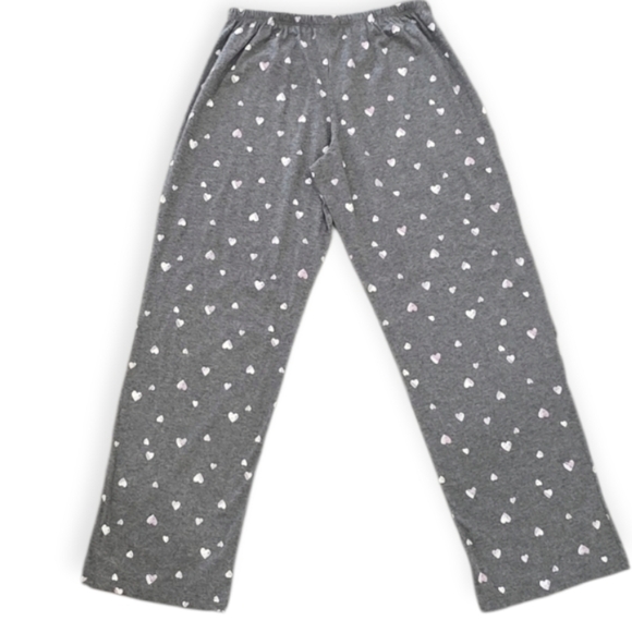 Valentine Hearts print Heather  gray and pink pajamas pants new - Picture 2 of 4